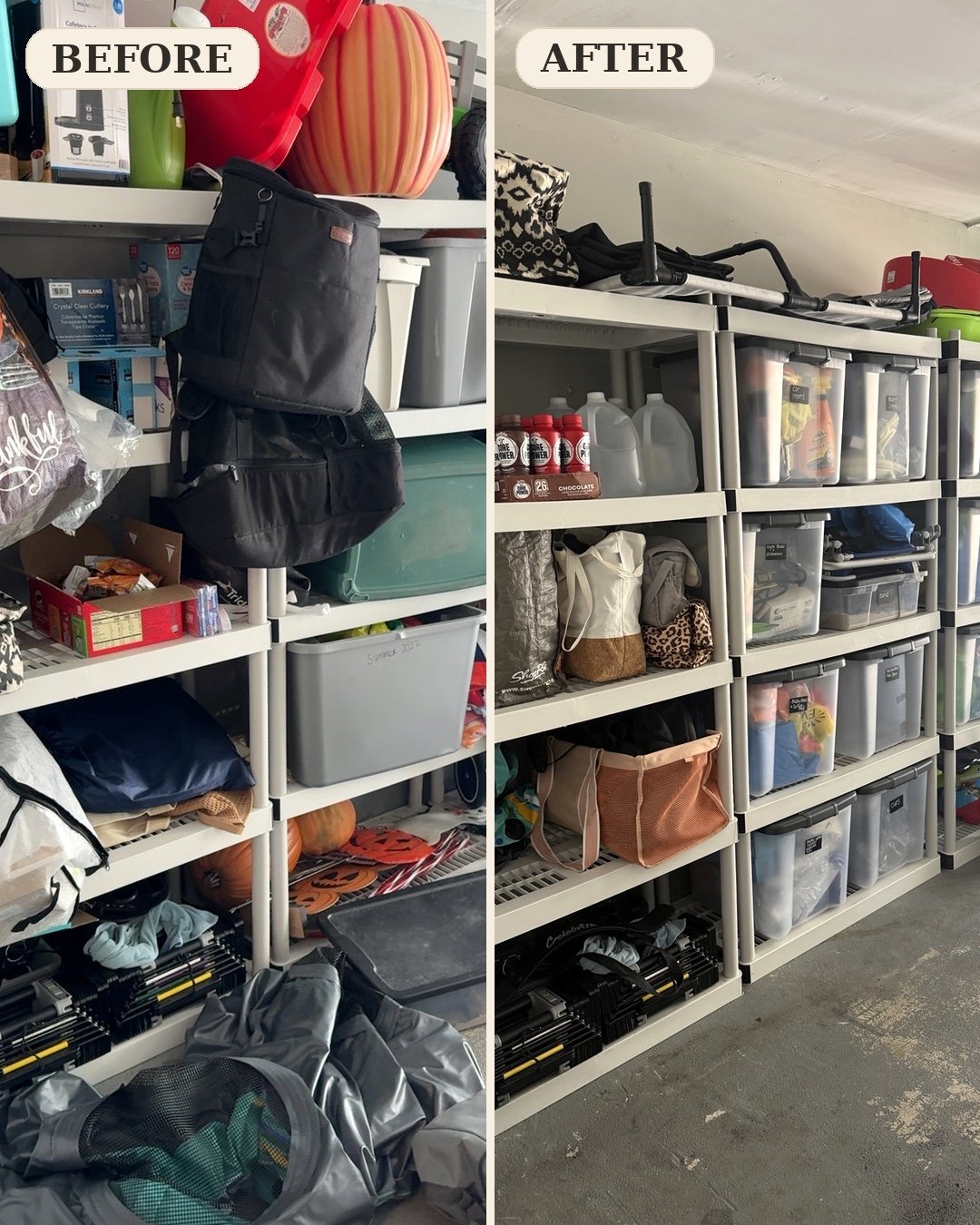 Garage storage before and after